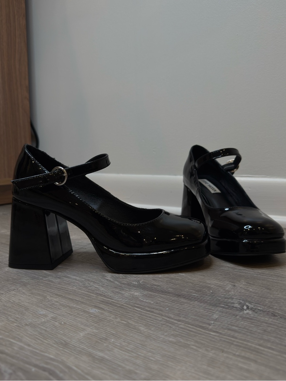 Steve Madden Black Patent Mary Jane Platform Heels